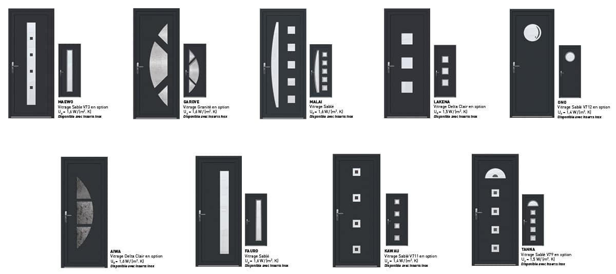 portes-entree-modeles-contemporains-gris-sype-pvc-1 portes d'entree pvc grises contemporaines sybaie